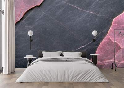 DetailedÂ black and red granite and marble textures with crimson veins and fissures. Wall mural